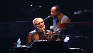 Donald Fagen, left, of the band Steely Dan photographed by Gary He of the Associated Press